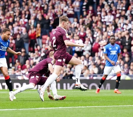 Cyriel Dessers double takes Rangers past Hearts to set up Old Firm cup final